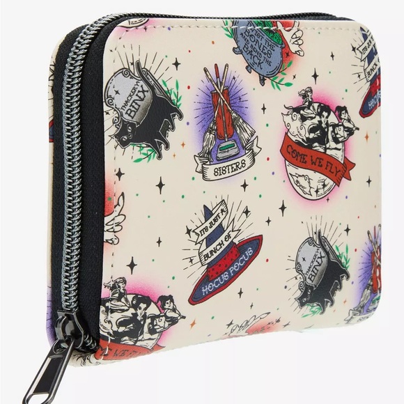 Loungefly DiISNEY Hocus Pocus Tattoo Icons Mini Zipper Wallet NEW - Picture 2 of 10